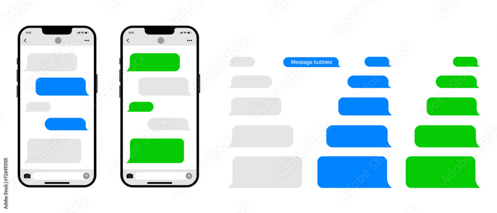 Message smartphone template. Phone chatting sms template bubbles. Phone chatting sms template bubbles. Place your own text to the message. Vector EPS 10