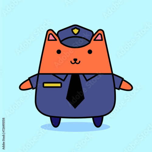 cute cat police cartoon concept design.  vector illustration
