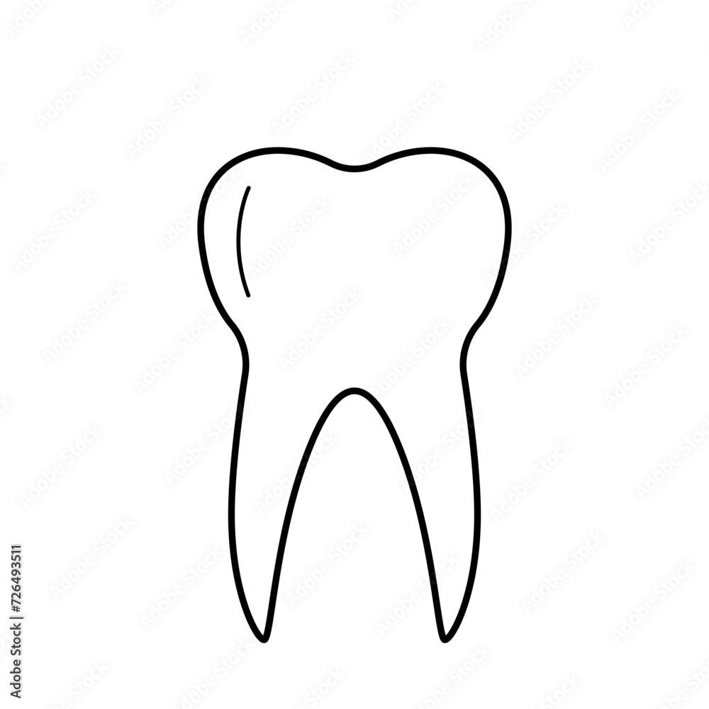 Tooth contour icon isolated on white background. Vector illustration of a logo for dentistry. Tooth contour icon isolated on white background. Vector illustration of a logo for dentistry.