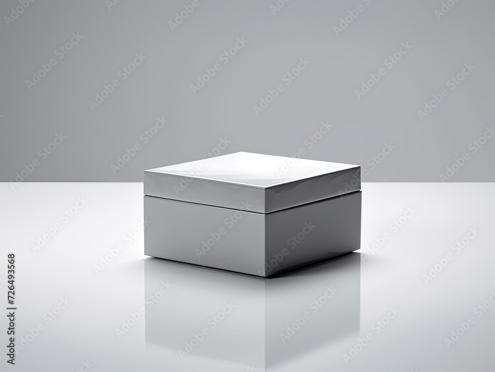 Minimalist Blank Gray Gift Box on a Gray Background - Generative AI Minimalist Blank Gray Gift Box on a Gray Background - Generative AI