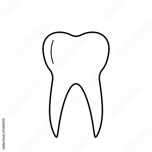 Tooth contour icon isolated on white background. Vector illustration of a logo for dentistry.