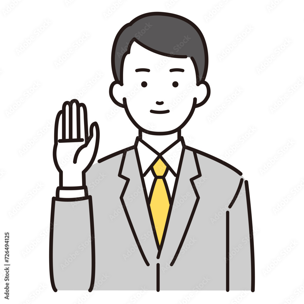 スーツ男性の挙手イラスト スーツ男性の挙手イラスト