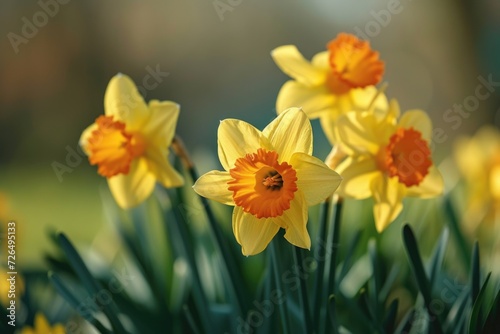 A group of yellow flowers in a field. Perfect for nature or floral themed designs