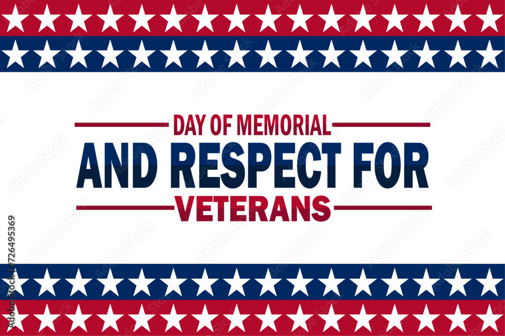Day of Memorial and Respect For Veterans. Holiday concept. Template for background, banner, card, poster with text inscription. Vector illustration
