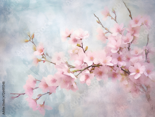 Cherry Blossom Branches in Soft Pastel Colors - Generative AI