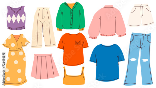 Simple vector illustration of a set of clothes. Fashion clothes set. © Анастасия Петрушина
