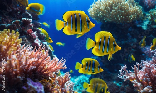 Animals of the underwater sea world. Ecosystem. Colorful tropical fish. © Dompet Masa Depan