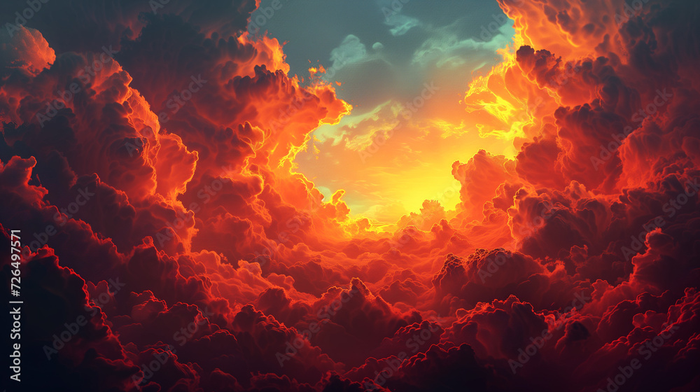 Himmel im Sonnenuntergang – Wallpaper mit farbigem Hintergrund – Generated by AI technology - obrazy, fototapety, plakaty 