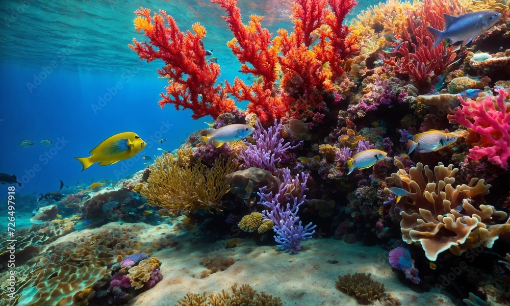 Ocean coral reef underwater. Sea world under water