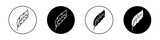 Feather Icon set. Gentle Comfort Quill Vector Symbol in Black Filled and Outlined Style. Soft Lightweight Pen Sign.