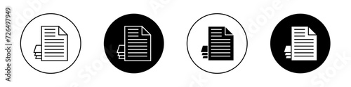 Document Papers Pile Icon set. Office Paperwork documents sheets stack Vector Symbol in Black Filled and Outlined Style. Bureaucratic Data sheets Collection Sign. photo