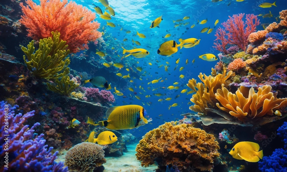 Fototapeta premium Ocean coral reef underwater. Sea world under water