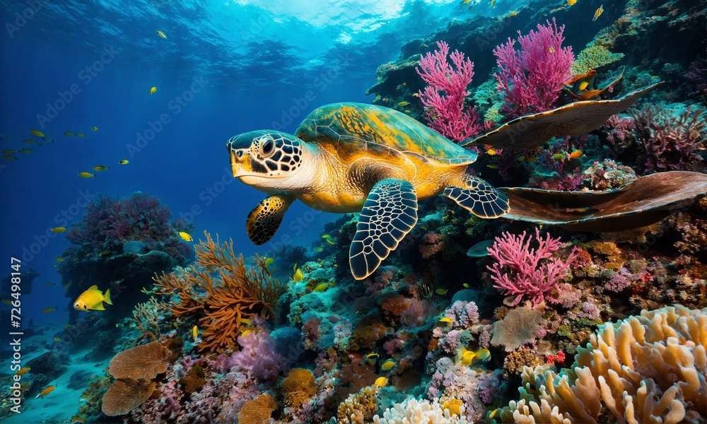 Naklejka premium Ocean coral reef underwater. Sea world under water