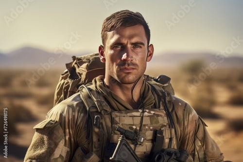 portrait of a soldier in the desert