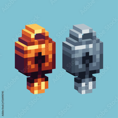 Isometric Pixel art 3d of padlock and key icon for items asset. Key and padlock icon on pixelated style.8bits perfect for game asset or design asset element for your game design asset.