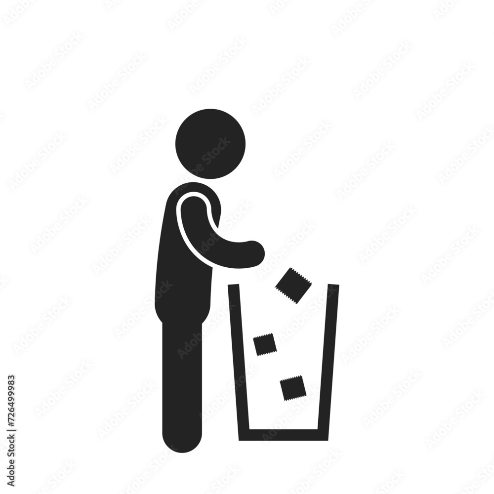 Isolated pictogram sign throw trash in to waste recycle bin, graphic template for do not litter Isolated pictogram sign throw trash in to waste recycle bin, graphic template for do not litter
