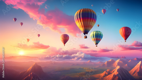hot air balloon in sunrise 
