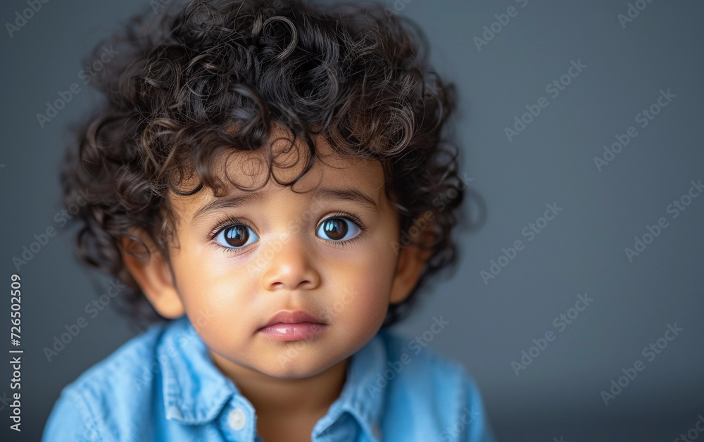 Close Up Portrait of a Multiracial Child With Curly Hair