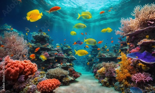 Underwater view of the coral reef. Ecosystem. Life in tropical waters. © Dompet Masa Depan