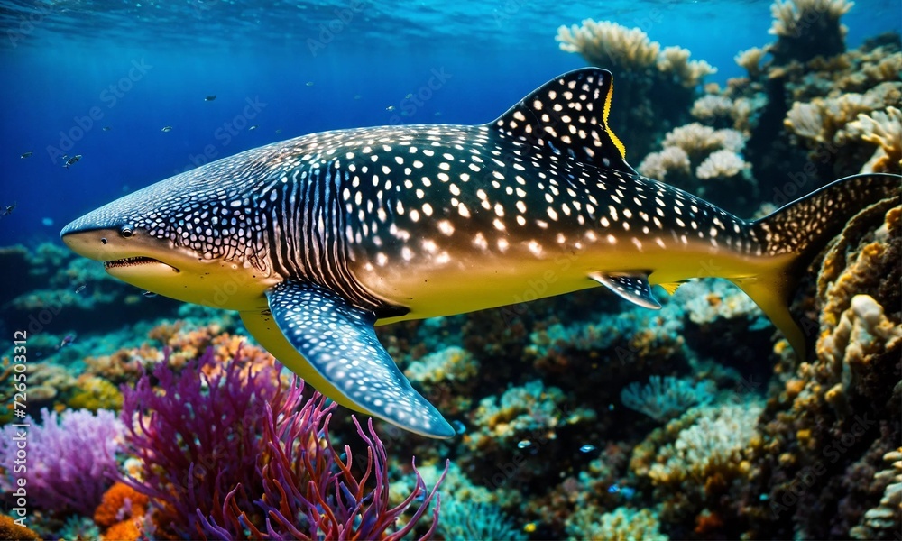 Underwater Scene With Reef And Tropical Fish, amazing nature Underwater Scene With Reef And Tropical Fish, amazing nature