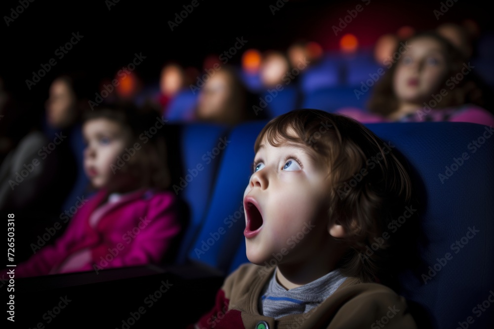 little moviegoer with a jaw drop, watching a plot twist