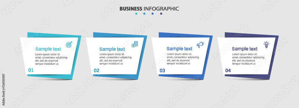 Infographic template with 4 steps, workflow, process chart