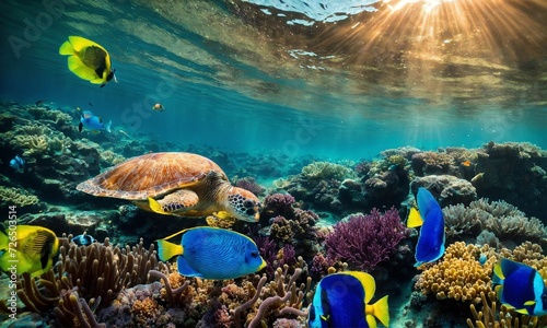 Underwater Scene With Reef And Tropical Fish, amazing nature © Dompet Masa Depan