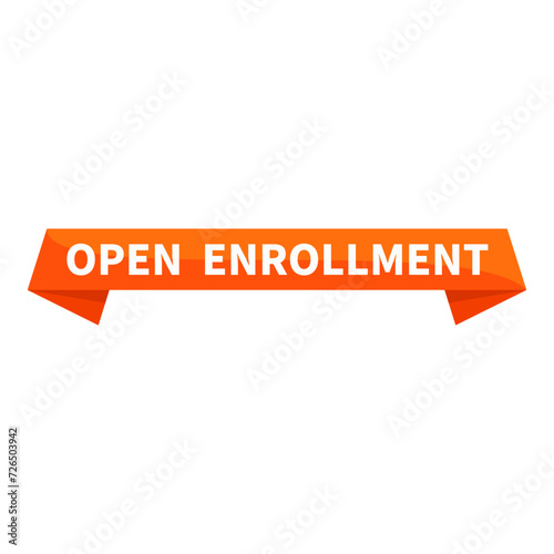 Open Enrollment Text In Open Ribbon Rectangle Shape For Promotion Business Marketing Social Media Information Announcement 