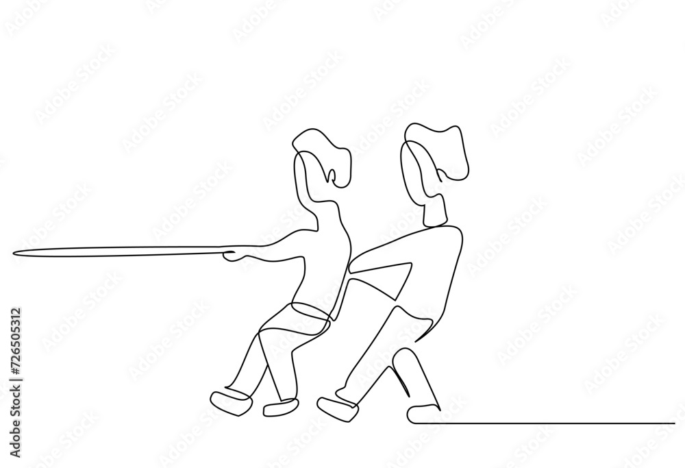 pulling rope game children playing activity one line art design vector pulling rope game children playing activity one line art design vector