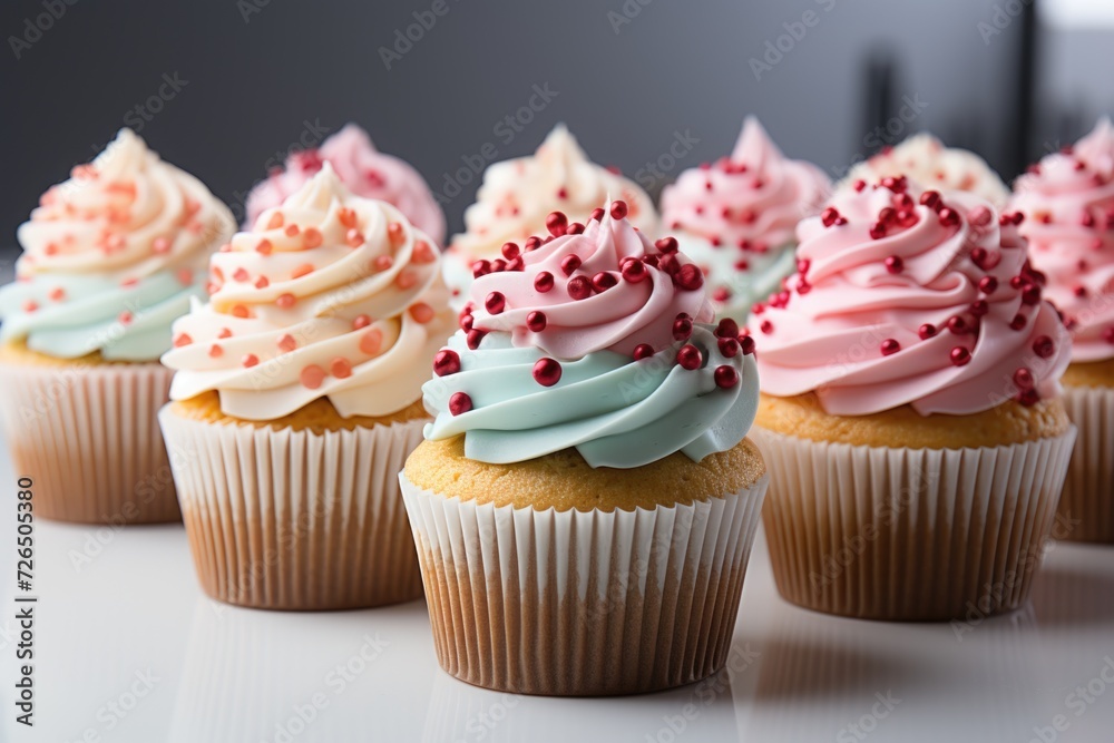 Colorful White Background Cupcakes delicious treats for all occasions generated by, generative IA