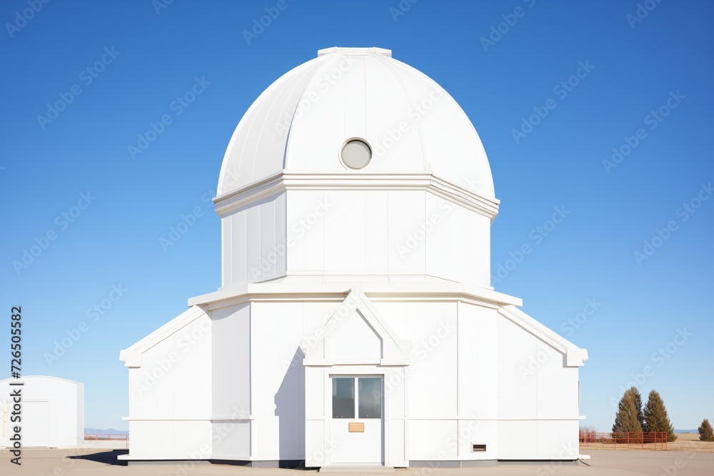 exterior of a white dome astronomical observatory under clear sky