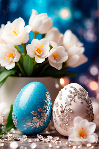 Beautiful Easter eggs for the holiday. Selective focus.