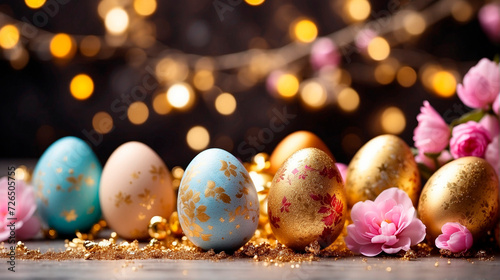 Beautiful Easter eggs for the holiday. Selective focus.