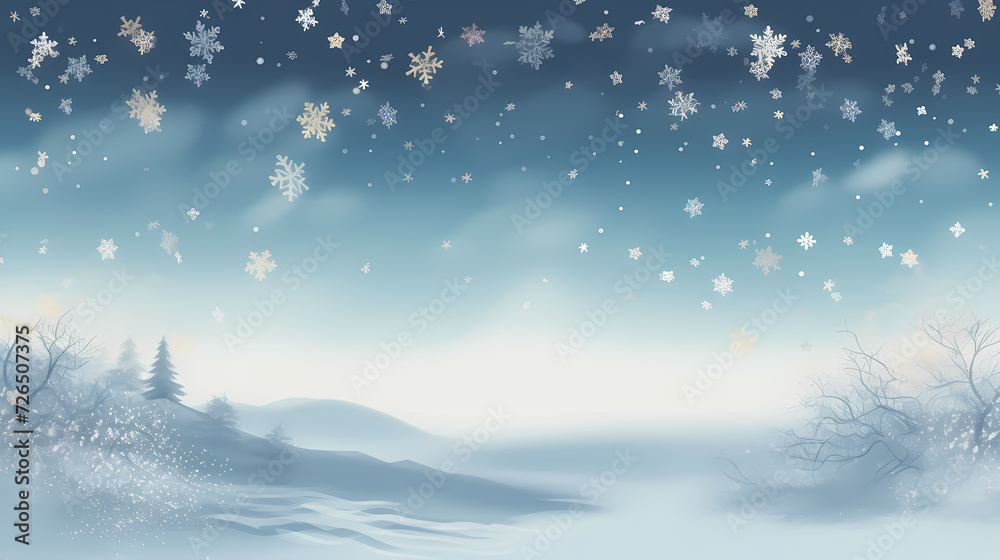 Beautiful winter Christmas glowing background with falling snowflakes, winter background Beautiful winter Christmas glowing background with falling snowflakes, winter background