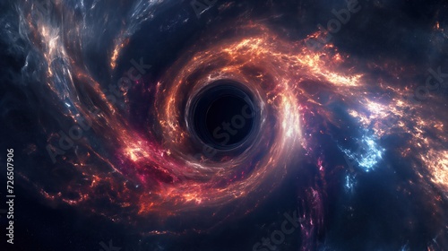 Canvas Print Glowing black hole in space. Generative AI