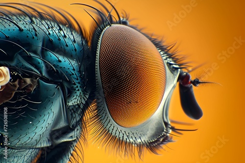 High-Resolution Image of a Fly's Faceted Eye photo