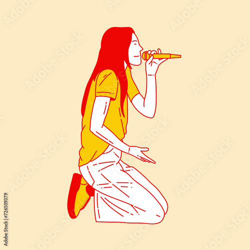 Simple cartoon illustration of a singer 1