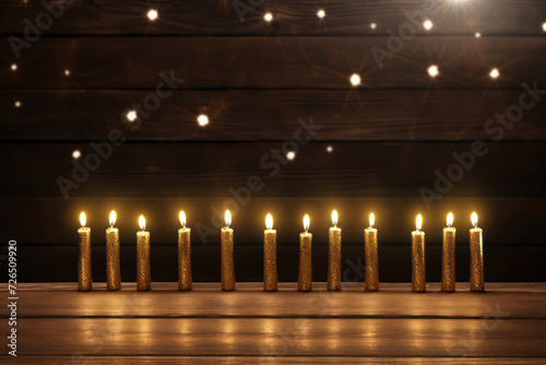 Glowing Candlelight: A Bright Tradition and Religious Symbol on a Festive Table, Celebrating Christmas and Hanukkah