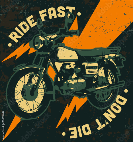Ride fast don't die vintage banner motorcycle vector