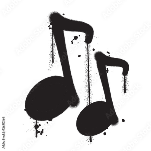 Vector graffiti spray paint music sign isolated vector illustration