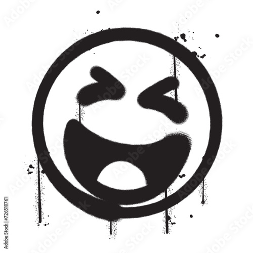 Vector graffiti spray paint smile emoticon isolated vector illustration