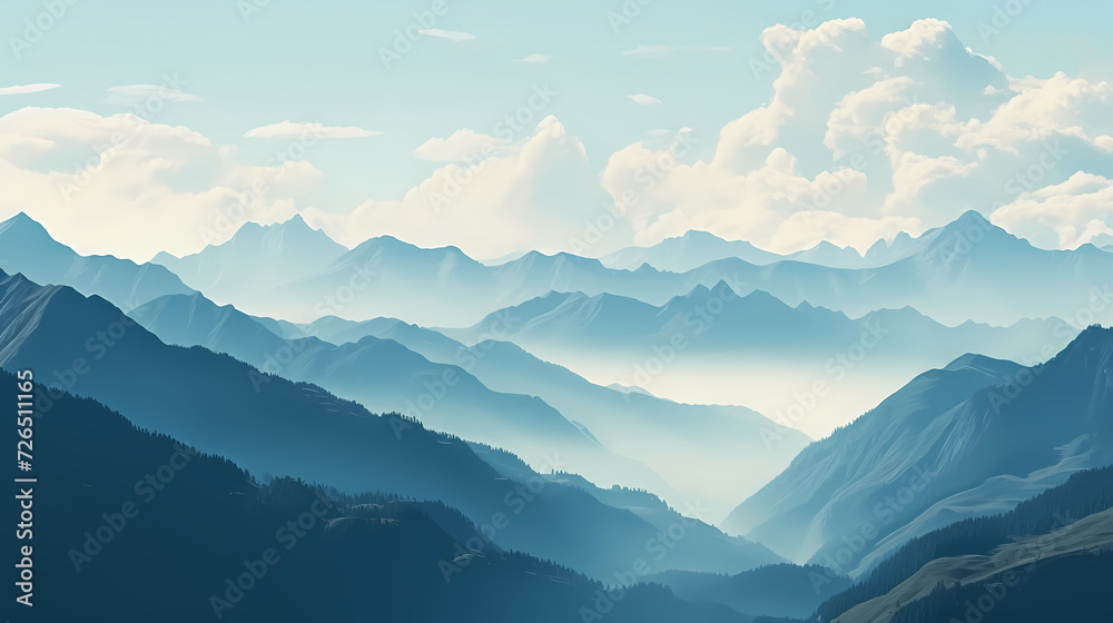 Majestic mountains, panoramic peaks PPT background Majestic mountains, panoramic peaks PPT background