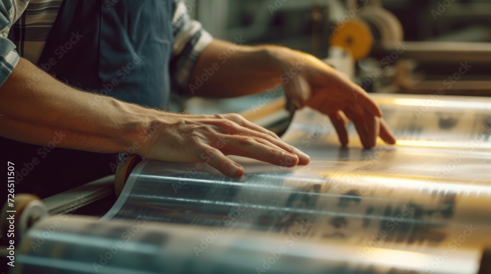 A man operating a printing machine. Ideal for illustrating the printing industry. A man operating a printing machine. Ideal for illustrating the printing industry.