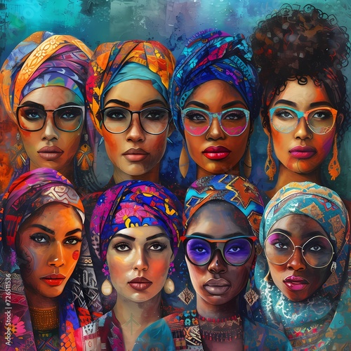 Beleza e diversidade cultural mulheres com turbantes coloridos photo
