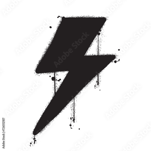 Vector graffiti spray paint thunder symbol isolated vector illustration