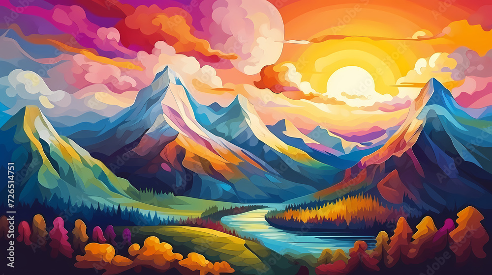 Majestic mountains, panoramic peaks PPT background Majestic mountains, panoramic peaks PPT background