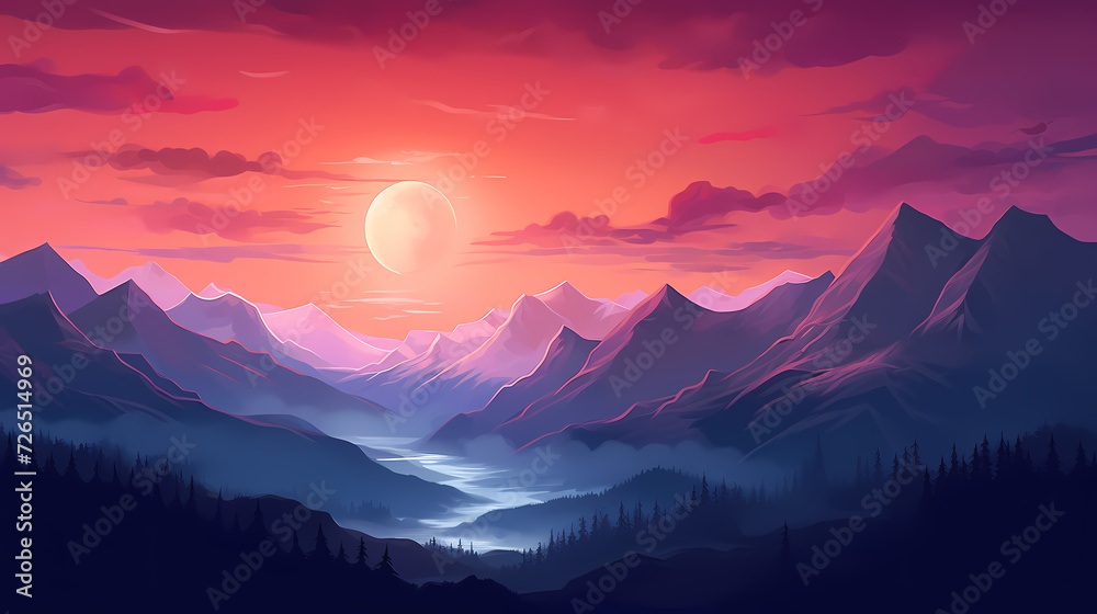 Obraz premium Majestic mountains, panoramic peaks PPT background