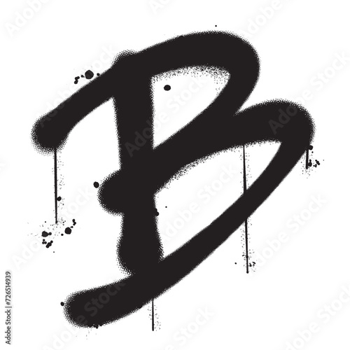 Vector graffiti spray paint alphabet B in isolated background