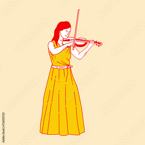 Simple cartoon illustration of a violinist 1