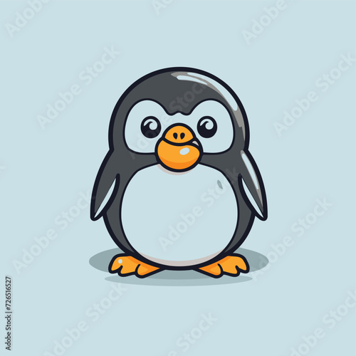 Cute cartoon penguin. Vector illustration of a funny penguin. © Muhammad